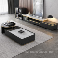 Modern Nesting Stone & Glass Coffee Table Set